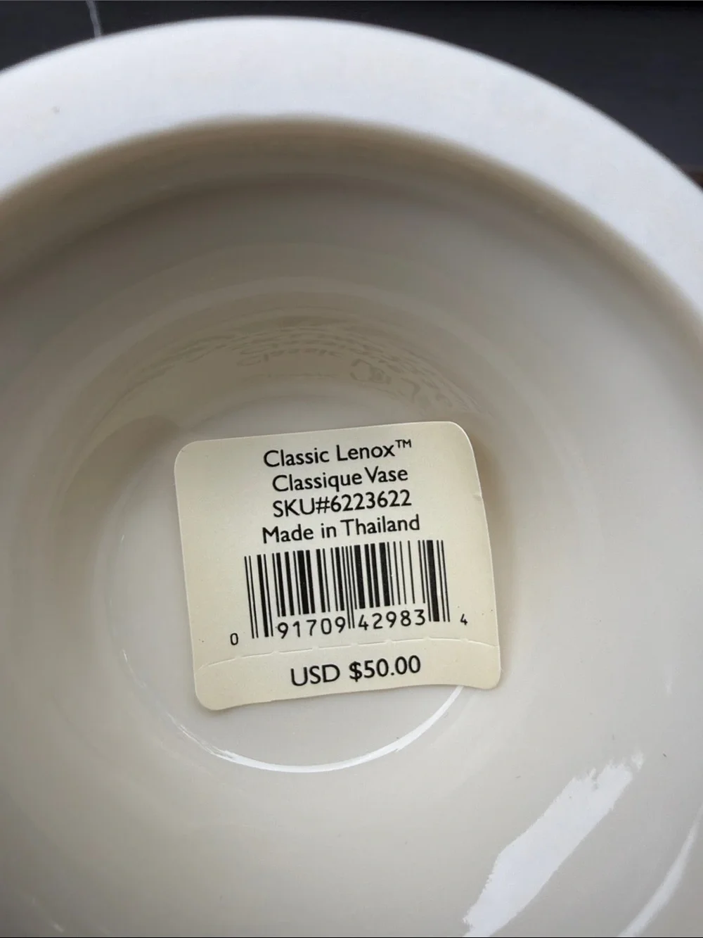 Classic Lenox Classique Ivory Fluted Ceramic Vase with Gold Accent